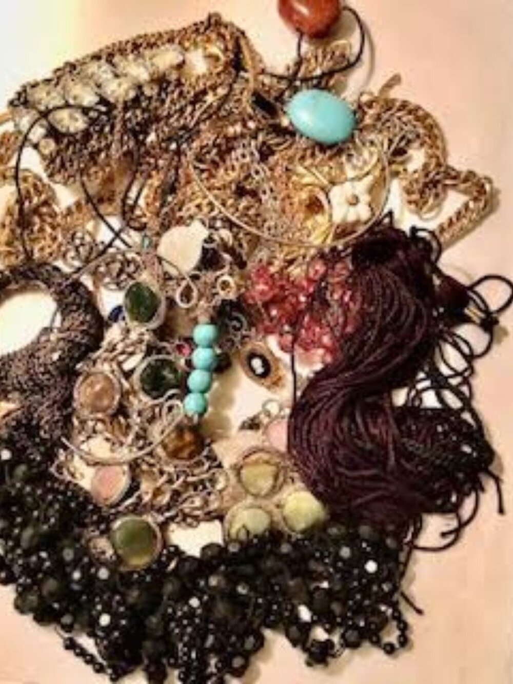 Over 1 and 1/2 LB Vintage to junk Jewelry MYSTERY BOX!  Some wearable, some not.